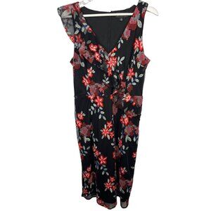Sam Edelman Black Red Floral Embroidered Sheath Dress Women’s Size 8